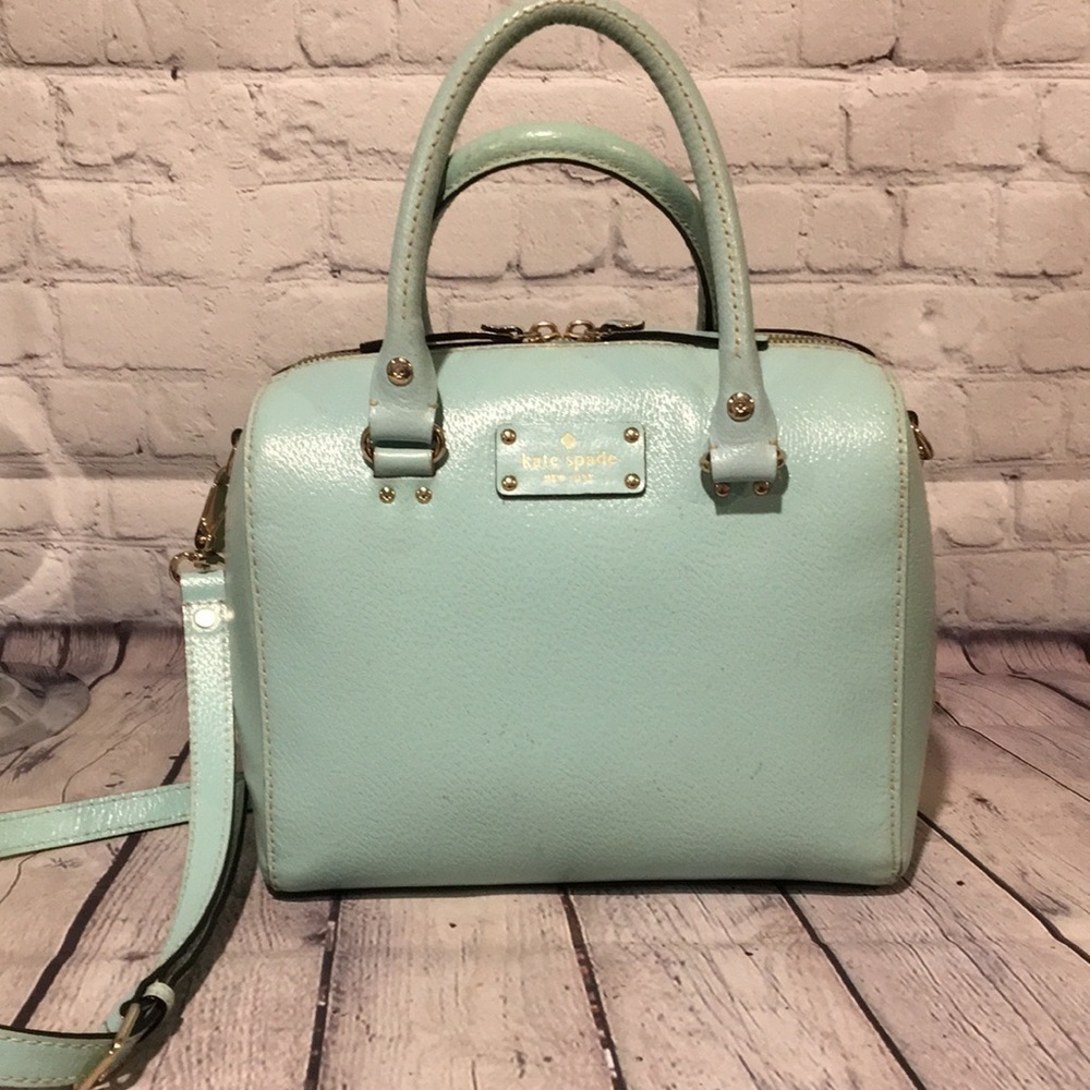 Kate Spade Tiffany Blue Top Handle Bag With Crossbody Strap In Rare Color!